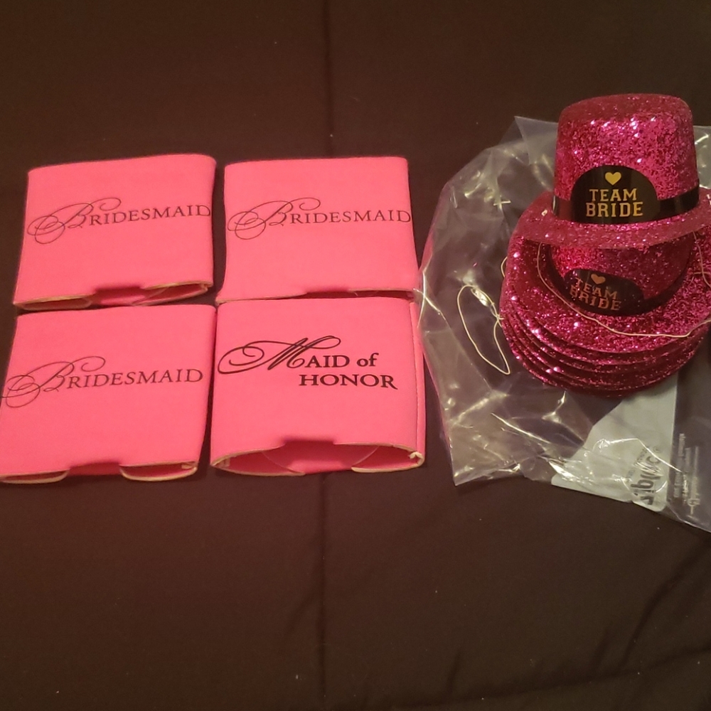 Koozies for bachelorette party and party hats 🥳